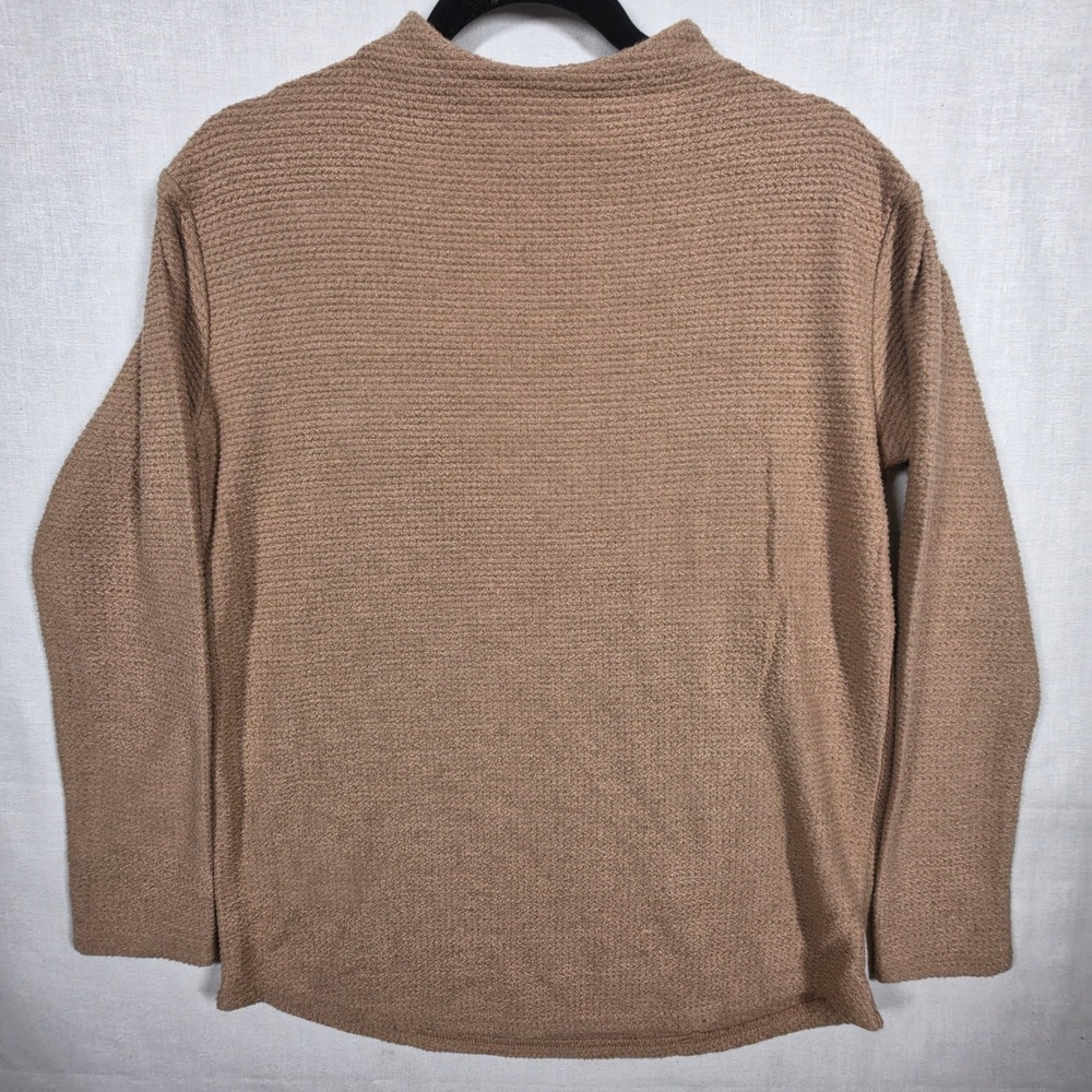 Lands End Top Womens Extra Small Mock Neck Waffle Knit Cozy Curved Hem